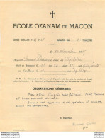 MACON 1945 ECOLE OZANAM BULLETIN ELEVE BERNARD DURAND - Diploma's En Schoolrapporten