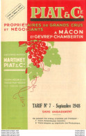 MACON 1948 PIAT ET CIE  GRANDS DRUS A MACON ET GEVREY TARIF - 1900 – 1949