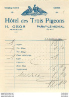 PARAY LE MONIAL   HOTEL DES TROIS PIGEONS H. GROS - 1900 – 1949