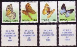 Tonga 1989 Scarce Butterfly Set With UPU On The Back - More Details Below - Schmetterlinge