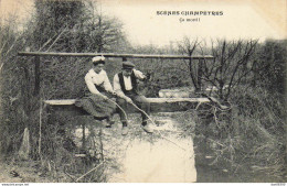 SCENES CHAMPETRES CA MORD ? COUPLE QUI PECHE SUR UNE PASSERELLE EN BOIS - Sonstige & Ohne Zuordnung