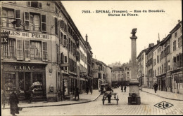 CPA Épinal Lorraine Vosges, Rue Du Boudiou, Statue Von Pinau - Other & Unclassified