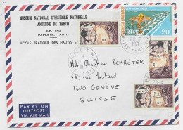 POLYNESIE 20FR CERF VOLANT +3FRX3 LETTRE COVER AVION ENTETE MUSEUM PAPEETE EP 20.12.1971 ILE TAHITI POUR SUISSE - Covers & Documents