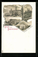 Lithographie Hannover, Theater, Marienburg, Theater Und Palmenhaus In Herrenhausen  - Theatre