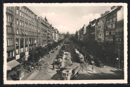 AK Prag, Strassenbahnen Am Wenzelsplatz  - Tranvía