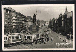 AK Prag, Wenzelsplatz Mit Strassenbahnen  - Tramways