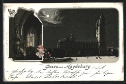 Mondschein-Lithographie Magdeburg, Der Dom, Hohes Chor Und Kanzel  - Maagdenburg