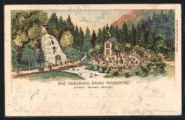 Lithographie Bad Harzburg, Blick Auf Das Gasthaus Zum Radau-Wasserfall V. Hermann Zeitschel  - Bad Harzburg