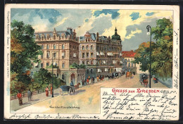 Lithographie Bremen, Heerdenthorsteinweg, Ortspartie, Karte  - Bremen