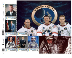 Ukraine 2023, Space, Moon, Lunar Exploration, USA Astronauts, Apollo 14, Alan Shepard, Sheetlet Of 6v - Oekraïne