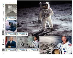 Ukraine 2023, Space, Moon, Lunar Exploration, USA Astronauts, Apollo 11, Buzz Aldrin, Sheetlet Of 6v - Oekraïne