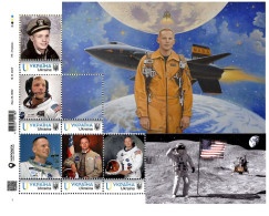 Ukraine 2023, Space, Moon, Lunar Exploration, USA Astronauts, Apollo 11, Neil Armstrong, Sheetlet Of 6v - Ukraine