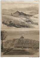 La Ville De Puy - Vue Générale Du Temple De Boeroe-Boedor Détruit Par Le Tremblement De Terre De Java Page Original 1883 - Historical Documents