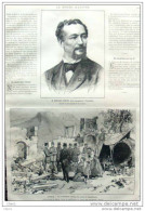 Tremblement De Terre à Ischia - Le Roi Humbert Visitant Les Ruines De Casamicciola - M. Dubufe - Page Original 1883 - Historical Documents