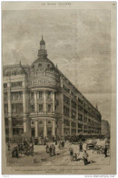 Paris - Les Grands Magasins Du Printemps - Pavillon D'angle - Rue De Provence Et Rue Caumartin -  Page Original - 1883 - Documents Historiques