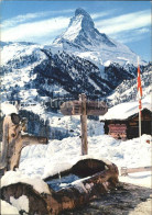 11865742 Zermatt VS Winkelmatten Mit Brunnentrog Wegweiser Und Matterhorn  - Sonstige & Ohne Zuordnung