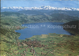 11865470 Oberaegeri Mit See Und Alpen Fliegeraufnahme Oberaegeri - Sonstige & Ohne Zuordnung