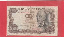 EL BANCO DE ESPANA  .  100 PESETAS  .  17-11-1970  .  N°  7S5865213 .  2 SCANNES  .  BILLET USITE - 100 Pesetas