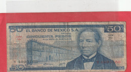 EL BANCO DE MEXICO S.A.  .  50 PESOS  .  18-7-1973  .  N°   Y 4893168 .  2 SCANNES  .  BILLET TRES USITE - Mexique