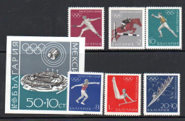 BULGARIA - 1968-MEXICO  OLYMPICS SET OF 6 + S/SHEET  MINT NEVER HINGED SG CAT £12.45 - Nuevos