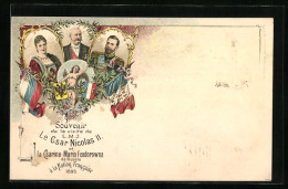 Lithographie Zar Nikolaus II. Mit Der Zarin  - Königshäuser