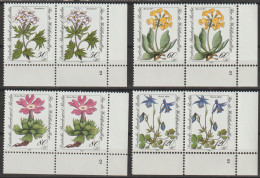 Berlin, 1983, Mi.Nr.703-706 ** - Je Ein Paar Mit Eckrand Unten Rechts "Wohlfahrt: Gefährdete Alpenblumen" - Nuevos