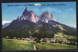 Cartolina Seis Am Schlern, Panoramablick Von Der Bergwiese Aus  - Sonstige & Ohne Zuordnung