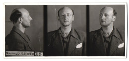 Fotografie Polizeifoto / Mugshot, Alfons Wöros, Festgenommen 1950 In Salzburg  - Mestieri