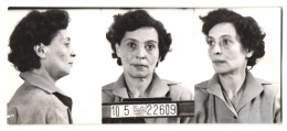 Fotografie Polizeifoto / Mugshot, Frau Donath, Festgenommen 1952 In Wien  - Profesiones