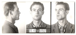 Fotografie Polizeifoto / Mugshot, Johann Gassner, Festgenommen 1958 In Wien  - Berufe