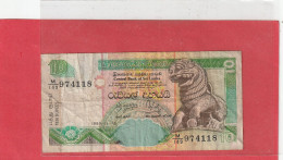 CENTRAL BANK OF SRI LANKA   .  10 RUPEES  .  15-11-1995  .  N°   M/149 974118 .  2 SCANNES  .  BILLET USITE - Sri Lanka