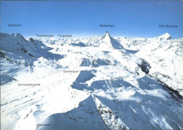 11863703 Zermatt VS Fliegeraufnahme Skigebiet Matterhorn Dent Blanche Gornerglet - Autres & Non Classés