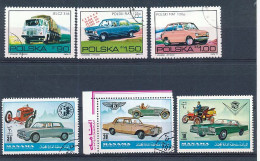 6 Timbres Oblitérés Pologne, Manama  Voitures Automobiles Anciennes Et Modernes XIV-10 - Automobili