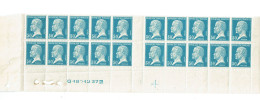 176 Pasteur 50 C. Bleu  Bloc De 20 Bas De Feuille Avec Marque Atelier Et Date G 15 012 27  Luxe - 1922-26 Pasteur