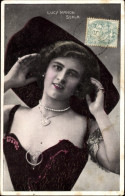 CPA Schauspielerin Lucy Manon Scala, Portrait, Hut - Actores