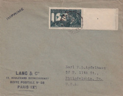 LETTRE. 1937. PARIS. MERMOZ N° 337. SEUL. IMPRIMÉ. POUR USA - 1921-1960: Periodo Moderno