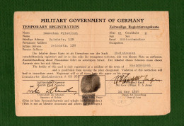 D-DE RHEINHAUSEN 1945 Zeitweilige Registrierungskarte Military Government Of Germany - Historische Documenten