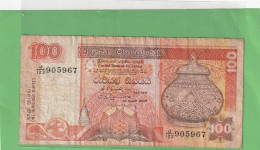 CENTRAL BANK OF SRI LANKA   .  100 RUPEES  .  01-07-1992  .  N°   J/123 905967 .  2 SCANNES  .  BILLET TRES USITE - Sri Lanka