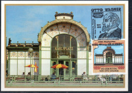 AUSTRIA ÖSTERREICH 1991 OTTO WAGNER METRO SUBWAY 4.50s CARTE MAXIMUM MAXI CARD - Cartas Máxima