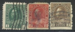 CANADA - 1912, KING GEORGE V STAMPS SET OF 3, USED. - Gebraucht
