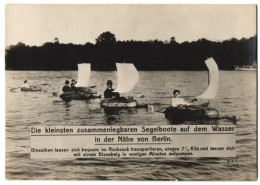 Fotografie Unbekannter Fotograf, Ansicht Berlin, Die Kleinsten Zusammenlegbaren Segelboote  - Deportes
