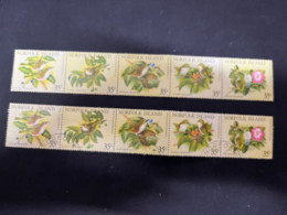 2-5-2024 (stamp) Norfolk Island = 5 Mint = 5 Used Stamps (2 Strip Of 5) BIRDS - Norfolkinsel