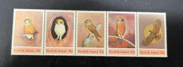 2-5-2024 (stamp) Norfolk Island = 5 Mint Stamps As A Strip - Owl / Chouettes - Norfolk Eiland