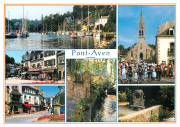 Sur Les Rive De PONT AVEN  Le Port L Ã©glise La Rue Principale La Place De L Hotel De Ville 12(scan Recto Verso)MF2724 - Pont Aven