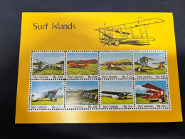 2-5-2024 (stamp) Cinderella - SURFS Island (Military Aviation) Bloc Of 10 Stamps (rupee Value) - Airplanes