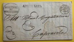 1858 RONCIGLIONE DIREZIONE ASSICURATA X CAPRAROLA - 1. ...-1850 Prefilatelia