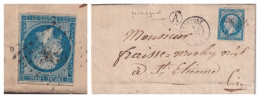 LETTRE. 5 DEC 62. N° 14. TREFORT. AIN. PC 3410. BOITE RURALE A = GERMAGNAT. POUR ST ETIENNE - 1849-1876: Klassik