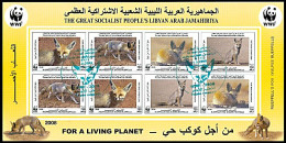 LIBYA 2008 WWF Fox - IMPERFORATED Minisheet (special First Day PMK) - Usati