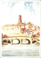 11856181 Fribourg FR Stadtblick Mit Bruecke Kuenstlerkarte Fribourg - Altri & Non Classificati