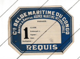 Titre De Transport - Cie BELGE MARITIME Du CONGO " Anvers / Antwerpen - Bateau à Vapeur  ( B375 ) - Other & Unclassified